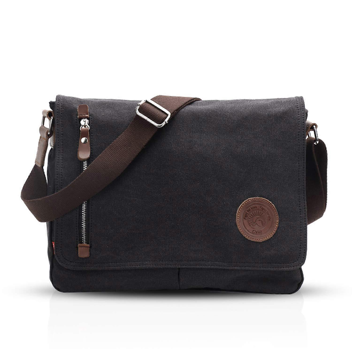Unisex Shoulder Crossbody Bag Canvas Messenger Satchel With Adjustable Strap Multiple Compartments