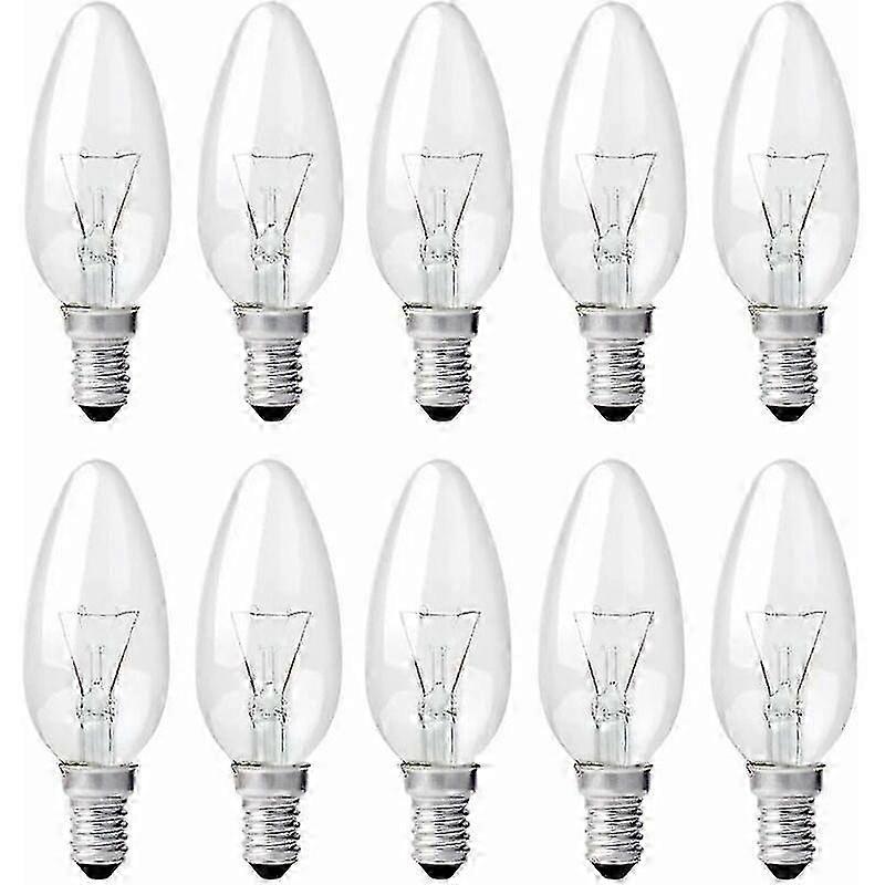 Paquet de 10 ampoules à flamme incandescente à intensité variable avec base Edison E14 transparente de 40 W