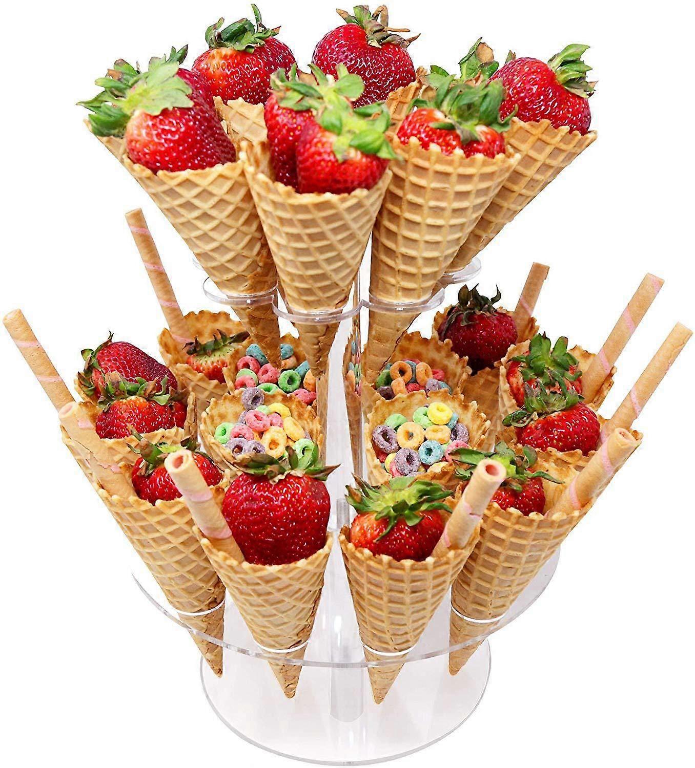 Double-layer transparent acrylic ice cream holder Conical egg roll holder Crispy sushi roll holder 8 holes 16 holes