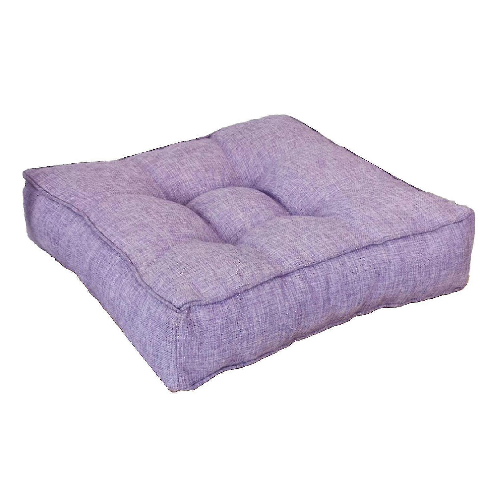 Three-dimensional Thickened Imitation Linen Cushion Custom-made Floor Cushion Bay Window Cushion Candy Color Colorful Cushion Charm Purple 40*40*9cm L