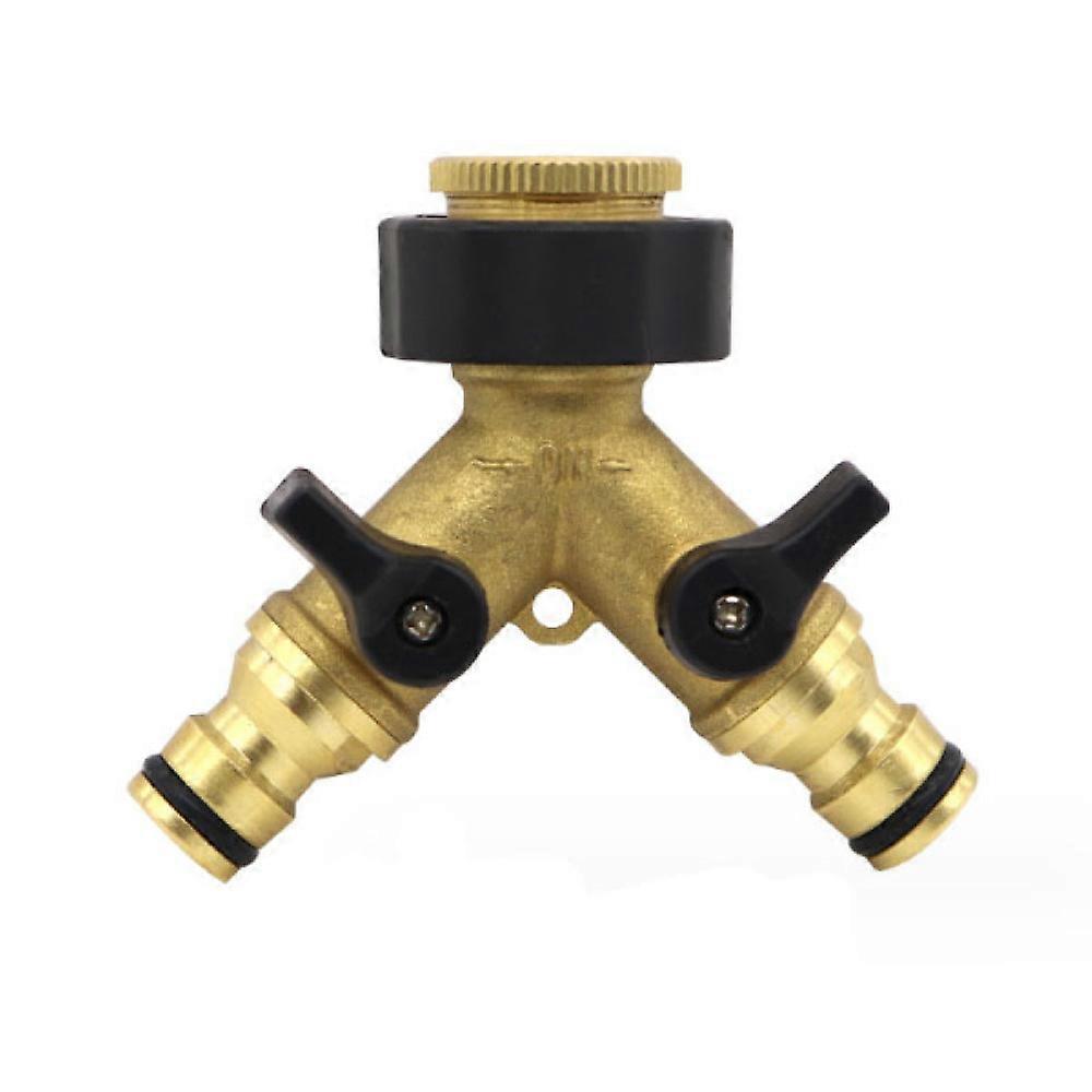 Adjustable Flow Control Garden Hose Splitter 2 Way, Solid Brass Tap Splitter With Heavy Duty Construction, Corrosion Proof Design For Home And Garden