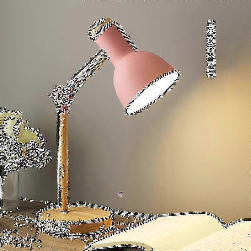 Scandinavian Style Wooden Desk Lamp with Adjustable LED Light - Study & Bedroom Lighting
