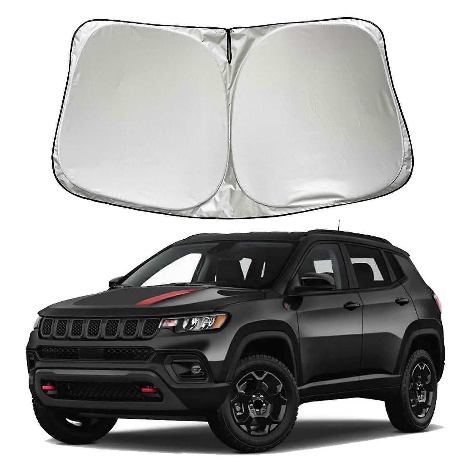 Car Windshield Sun Shade Compatible with Jeep Compass 2025-2017, Foldable Front Window Sun Shield Visor, UV Protection