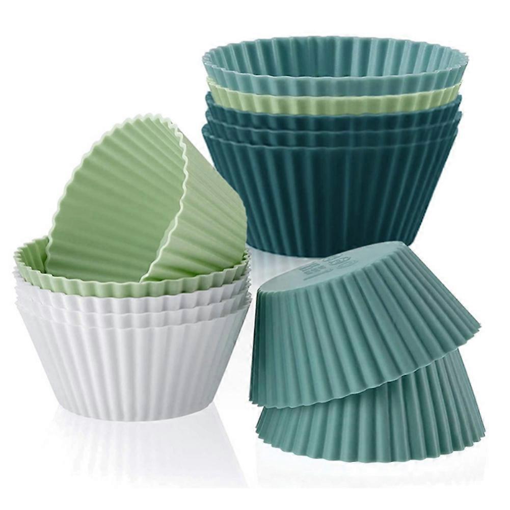 12/24pcs Silicone Baking Cup Muffin Cup Silicone Kitchen Reusable Silicone Baking Cup Round Set Cake Mold