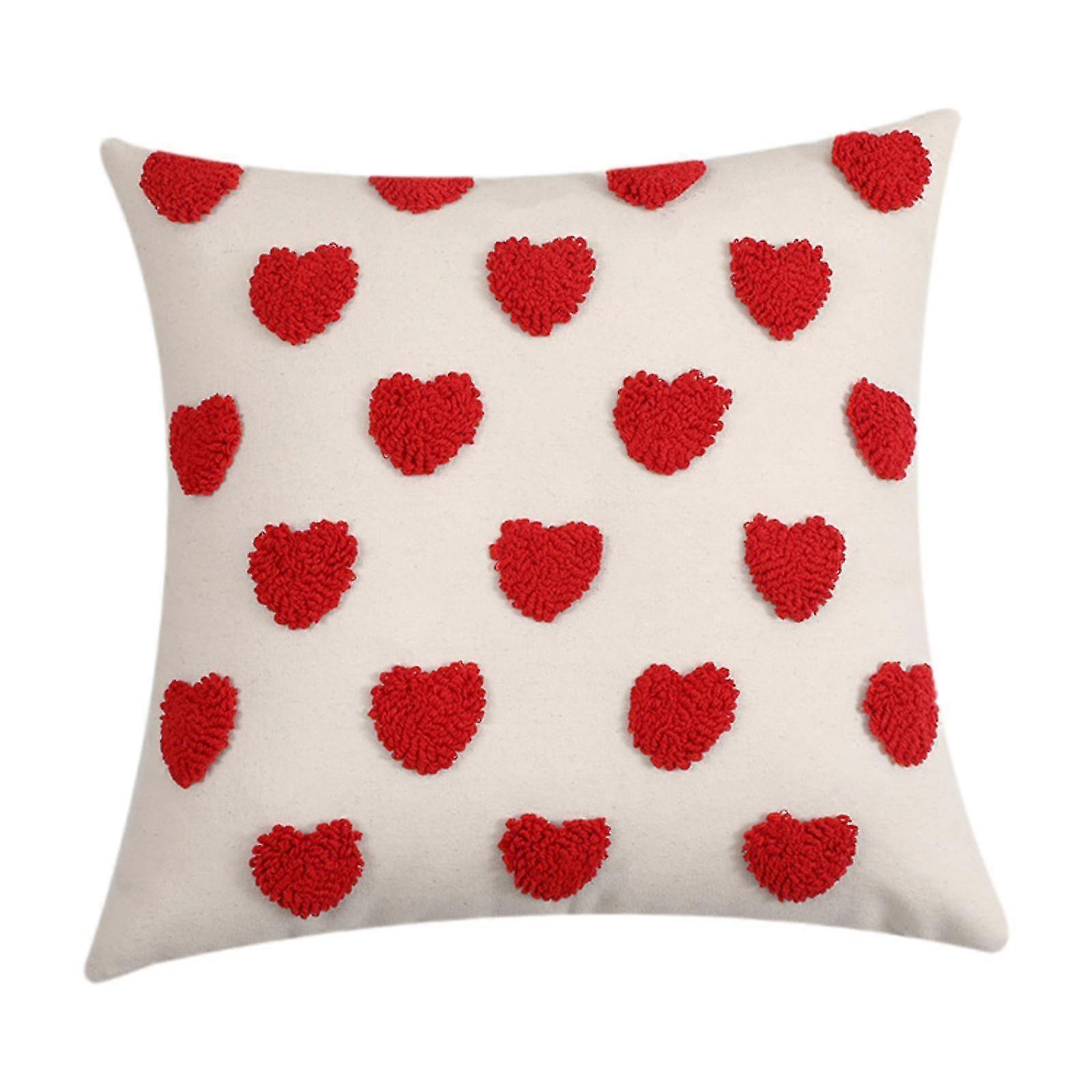 Capa de Almofada de Linho Bordado 17.72x17.72 Polegadas Decoração de Fazenda para Sofá Quarto