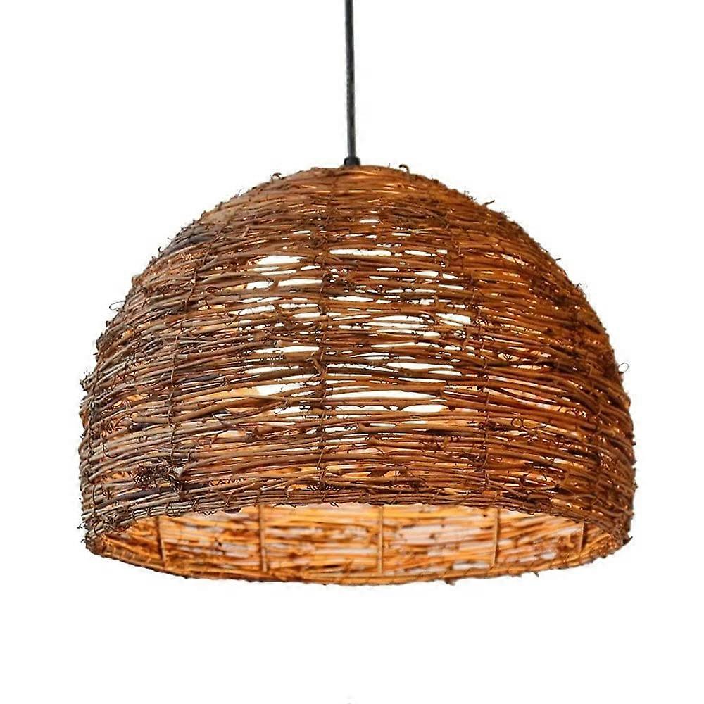 Chandeliers Led Rattan Ceiling Light Fixture for Dining Room, Bedroom, Study, and Corridor Retro Style 1 Head
