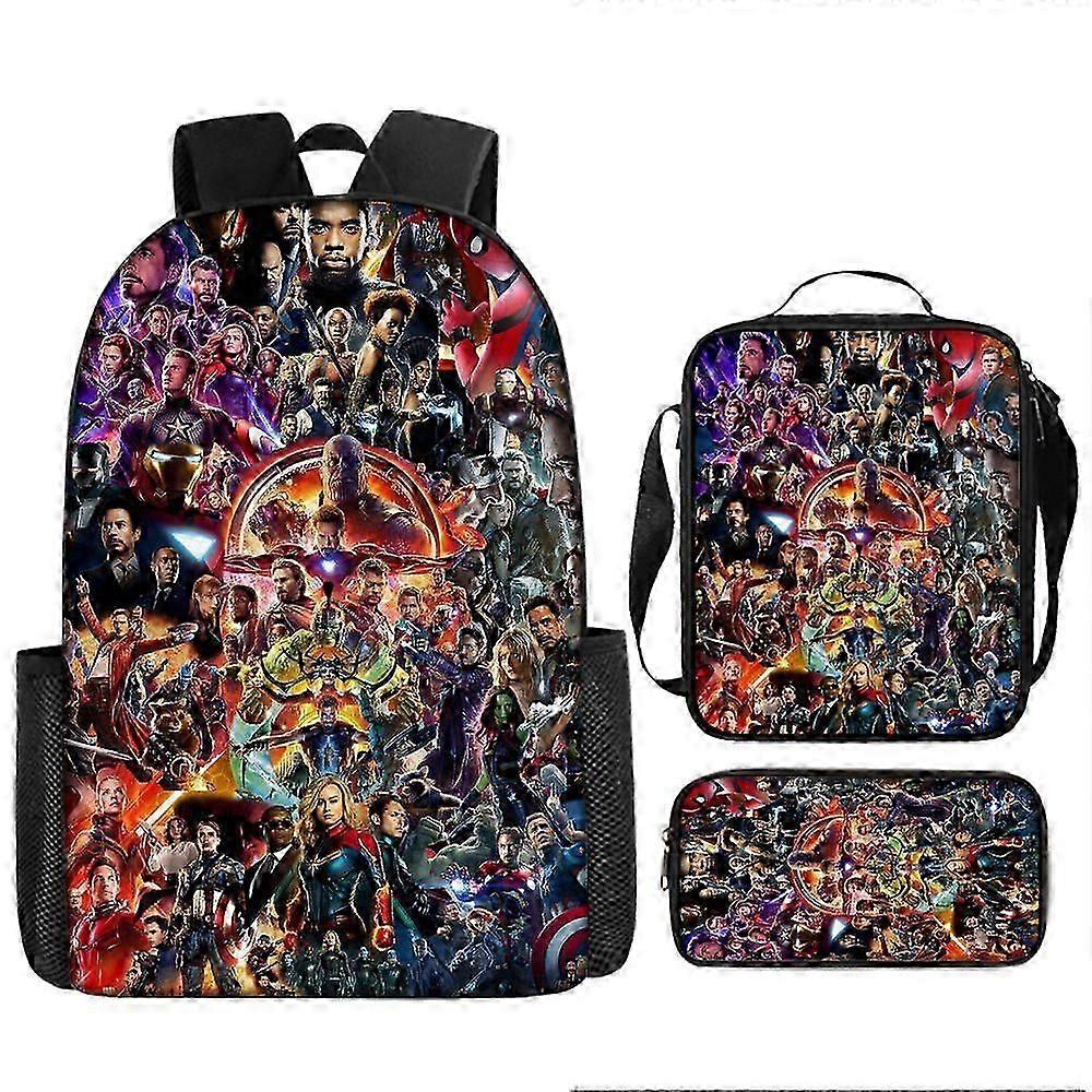3pcs Boys Schoolbag The Avengers Iron Man Captain America Large Capacity Backpack