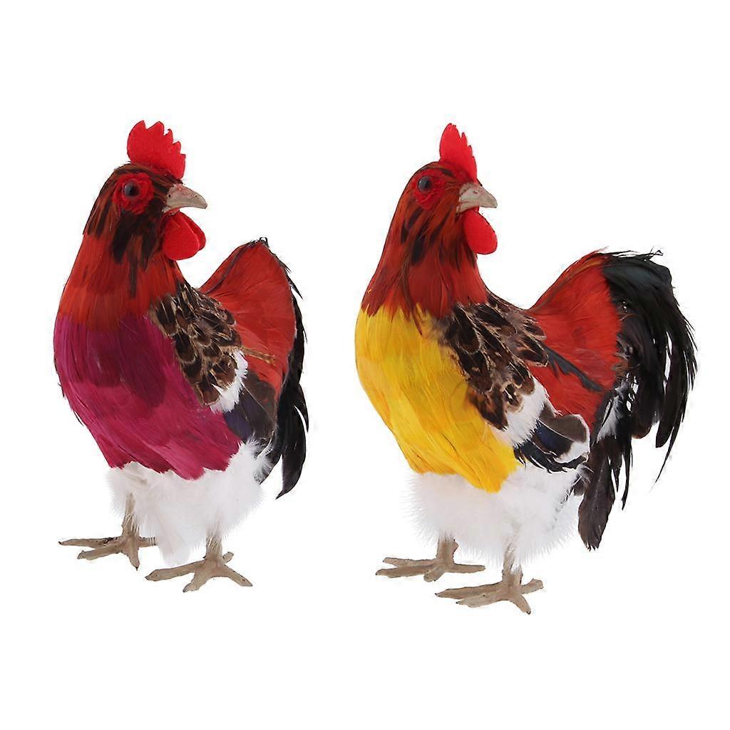 Künstliche Realistische Hahn Figur Home Outdoor Garten Dekor, 2er Pack