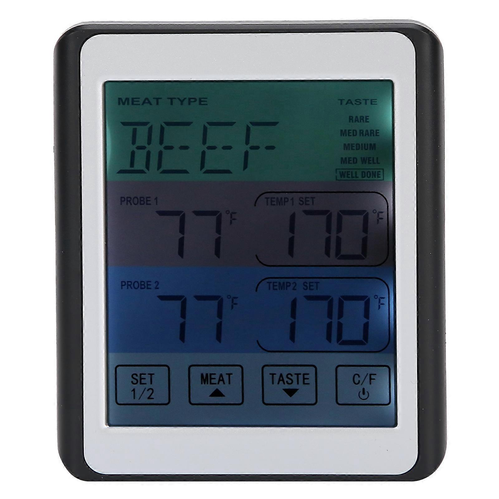 Digital Meat Thermometer Dual Probe Timer Large Color Screen