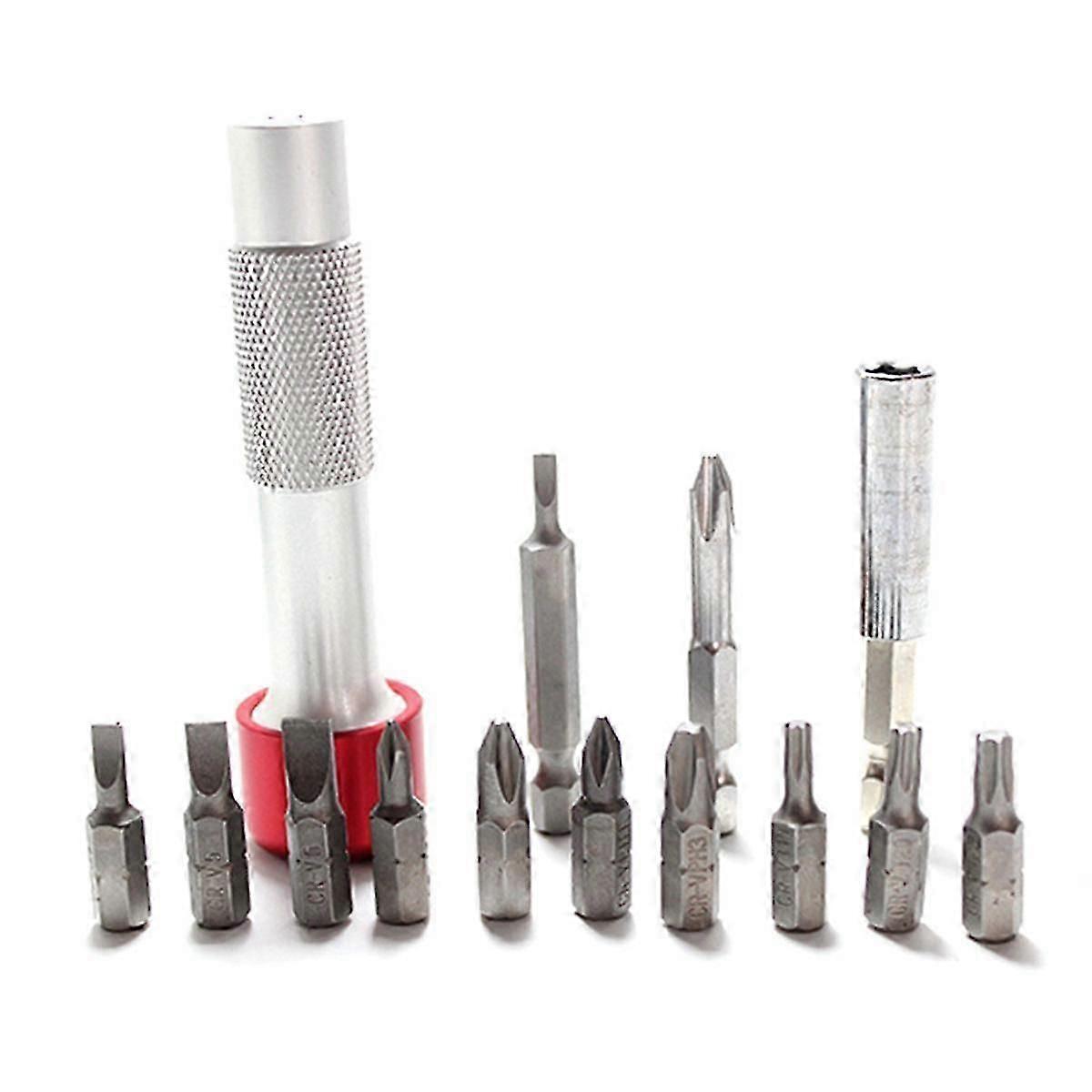 14-Piece Aluminum Alloy Screwdriver Bit Connection Extension Conversion Tool Manual Drilling Mainte