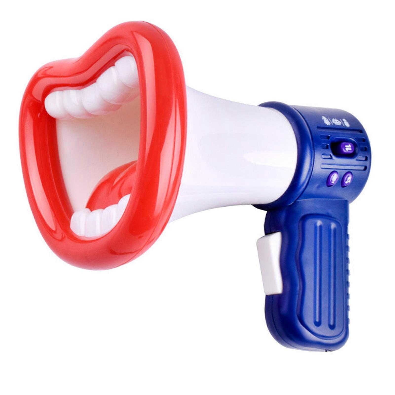 Voice Toy for Kids Mouth Shape Multi Button Voice Changer Horn with Skid Resistance Handle Lanyard