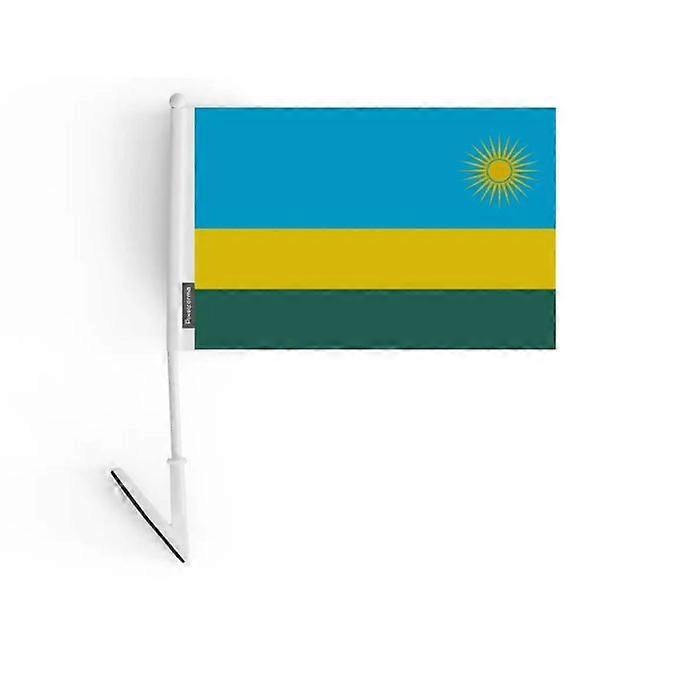 Adhesive flag - Rwanda - 14 x 21 cm - Durable polyester - Lightweight - Double-sided