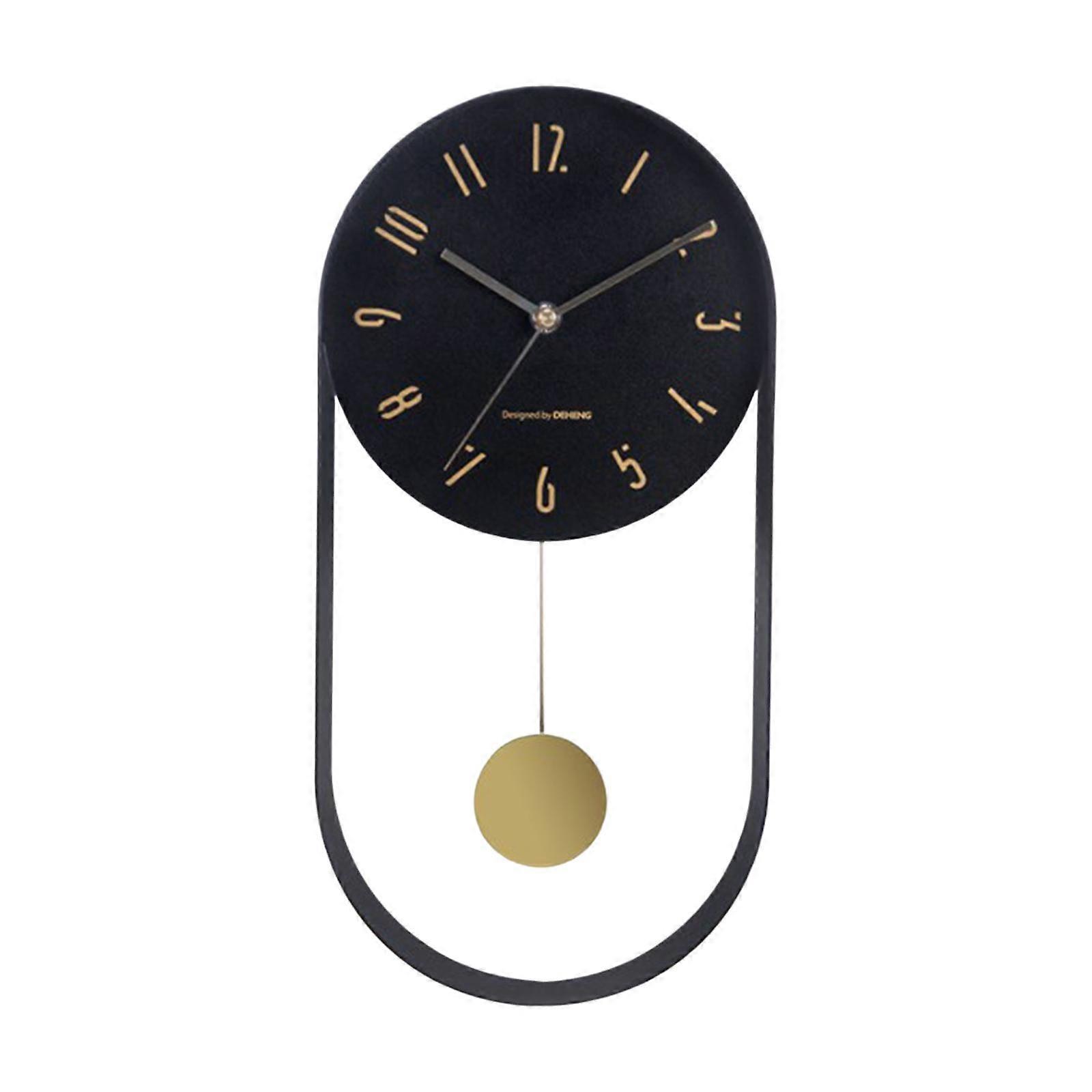 Modern Decorative Pendulum Wall Clock - Battery Operated Silent Non Ticking