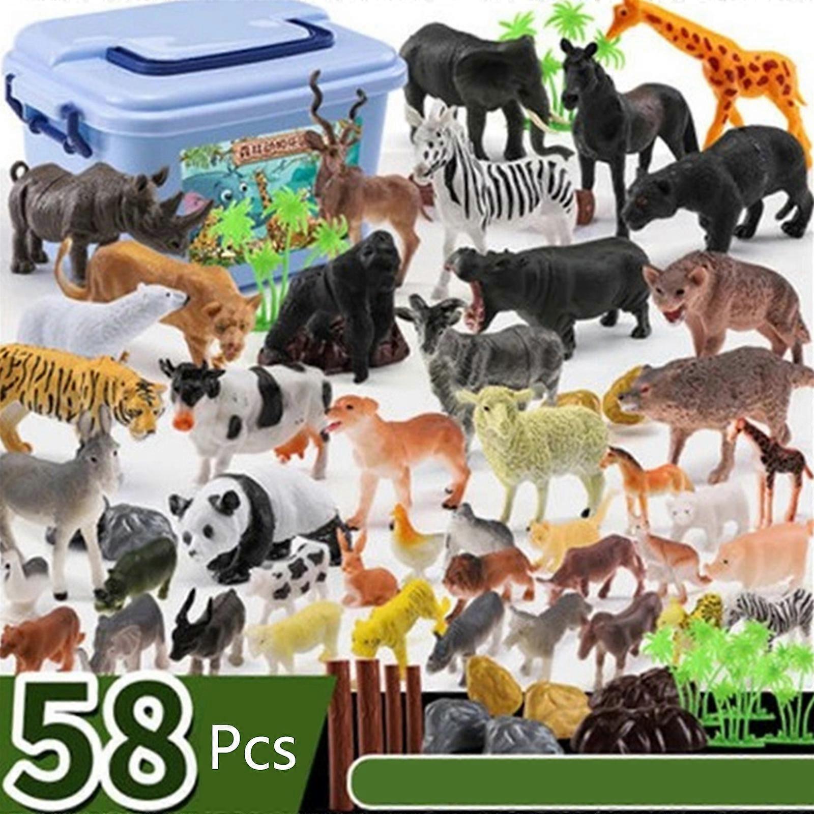 Miniature Wild Animal Model Jungle Figure Bulk with Zebra Giraffe Interactive Realistic Statue Office Desktop Decoration Multicolor