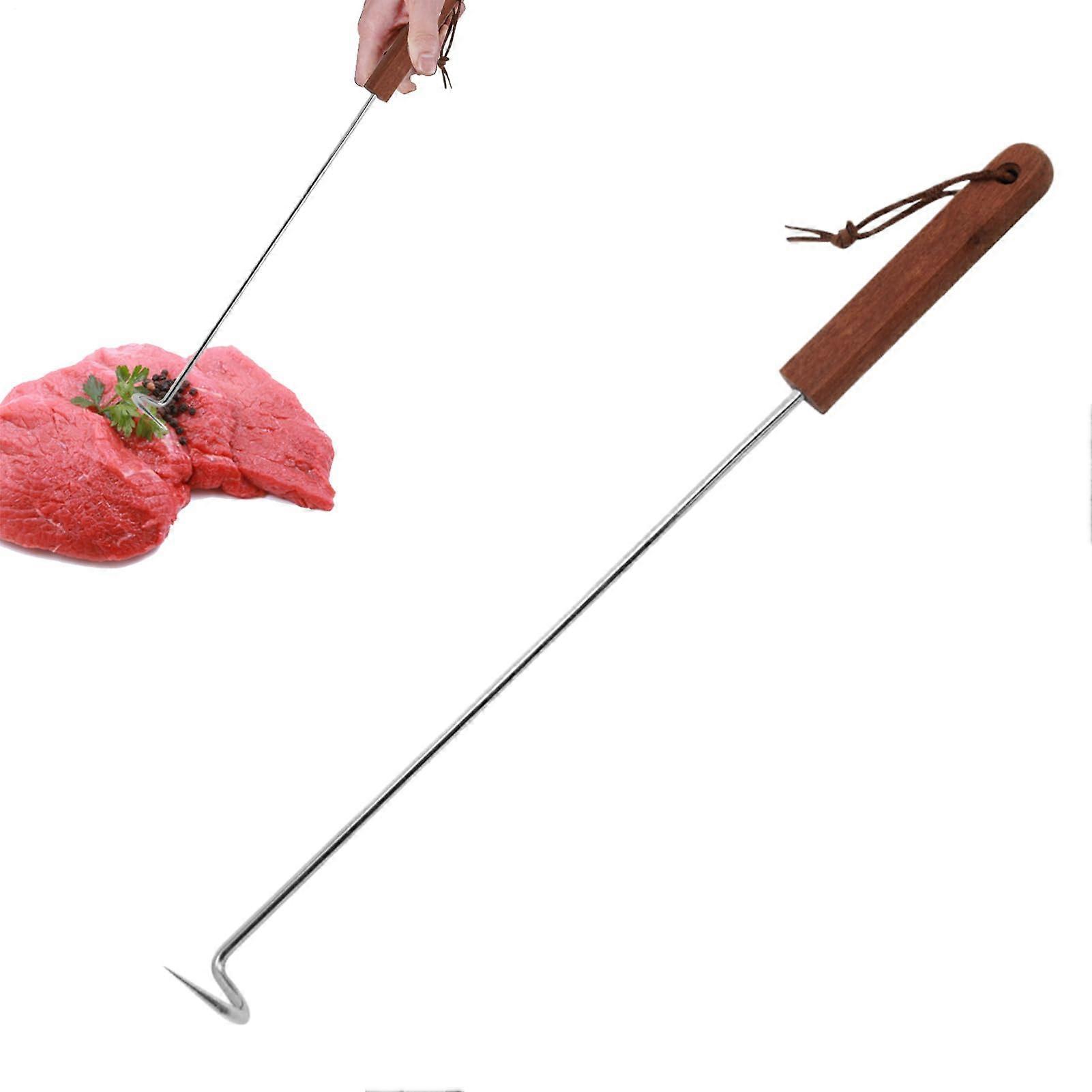 Meat Hook Flipper Meat Turner Hook Kochgadget Food Twister With Wooden Handle For Grilling Large