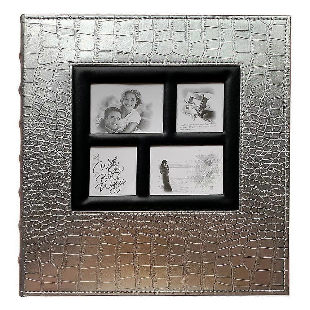 נייר מכתבים עור PU כריכה אלבום תמונות 6 אינץ 'תמונות 500 קיבולת מוסיף אחסון ספר מרקם תנין כסף