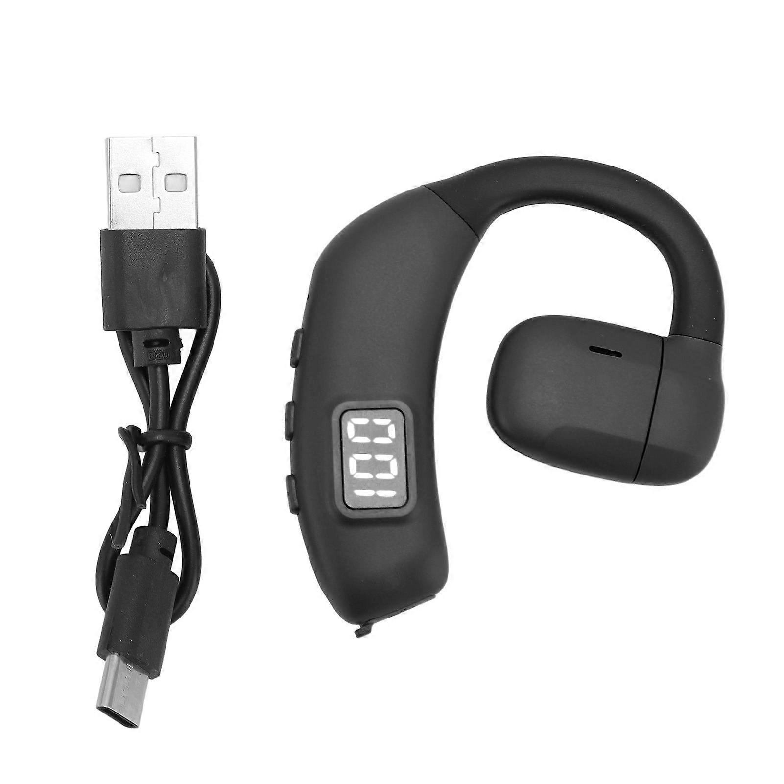 Black Bluetooth 5.4 Open Ear Earbud - Noise Reduction, 30H Playtime for Android & Laptops