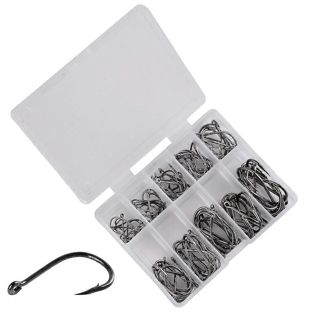 Angelhaken Carbon Steel Single Circle Fishing Fly Hooks 100 Pcs Barbed Carp Hooks Size and Style Specifications