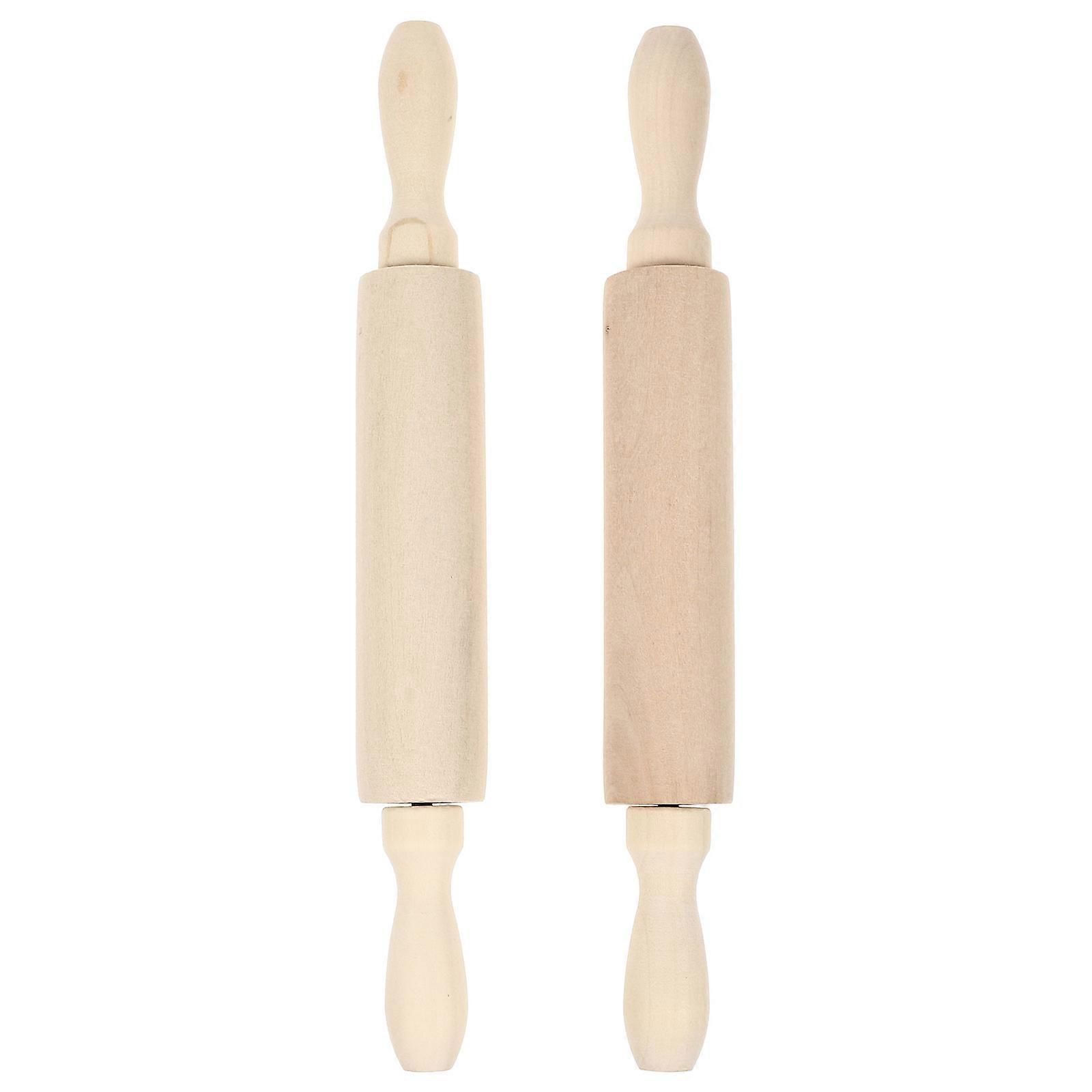 Wooden Rolling Pin Set of 2 Non Toxic, Lightweight & Portable Kitchen Toy for Kids to Develop Hand Eye Coordination and Imagination through Role