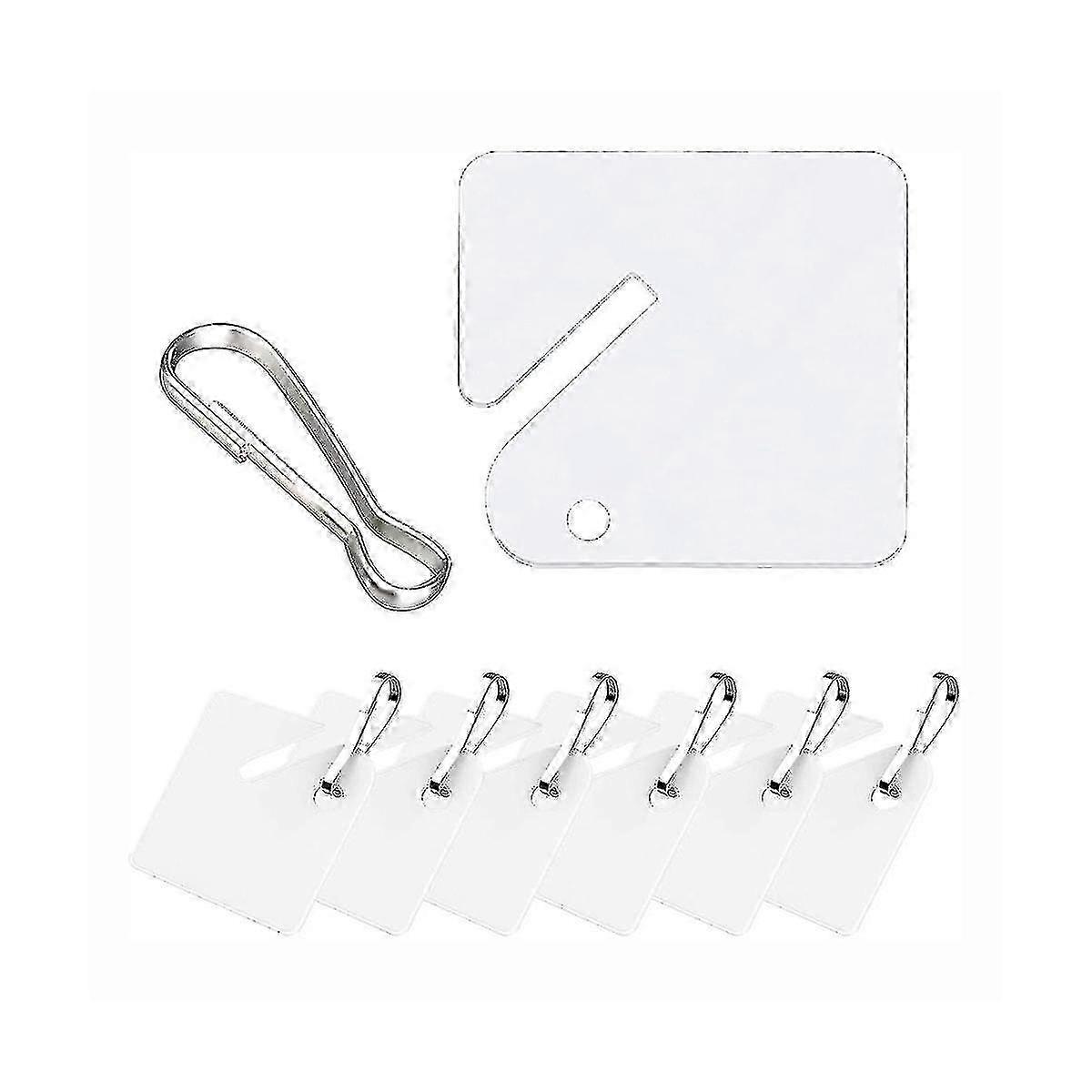 100 Pcs White Plastic Key Tags with Metal Hooks for Key Cabinets