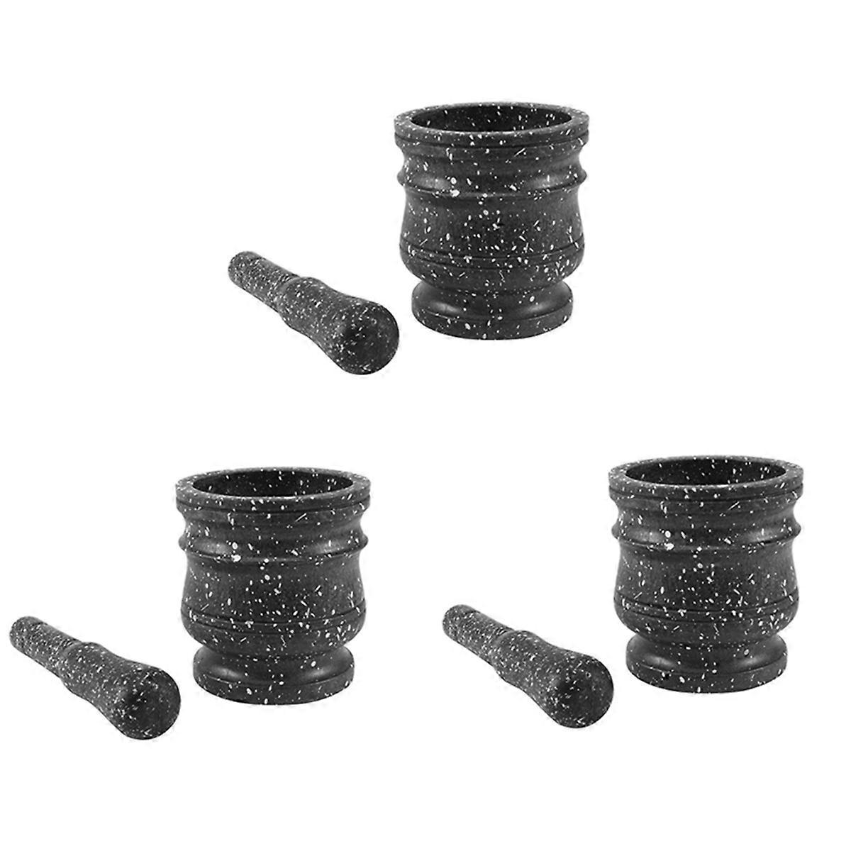 3set Pattern Pestle Set Stone Herb Spice Grinder Solid Grinder Cooking Set