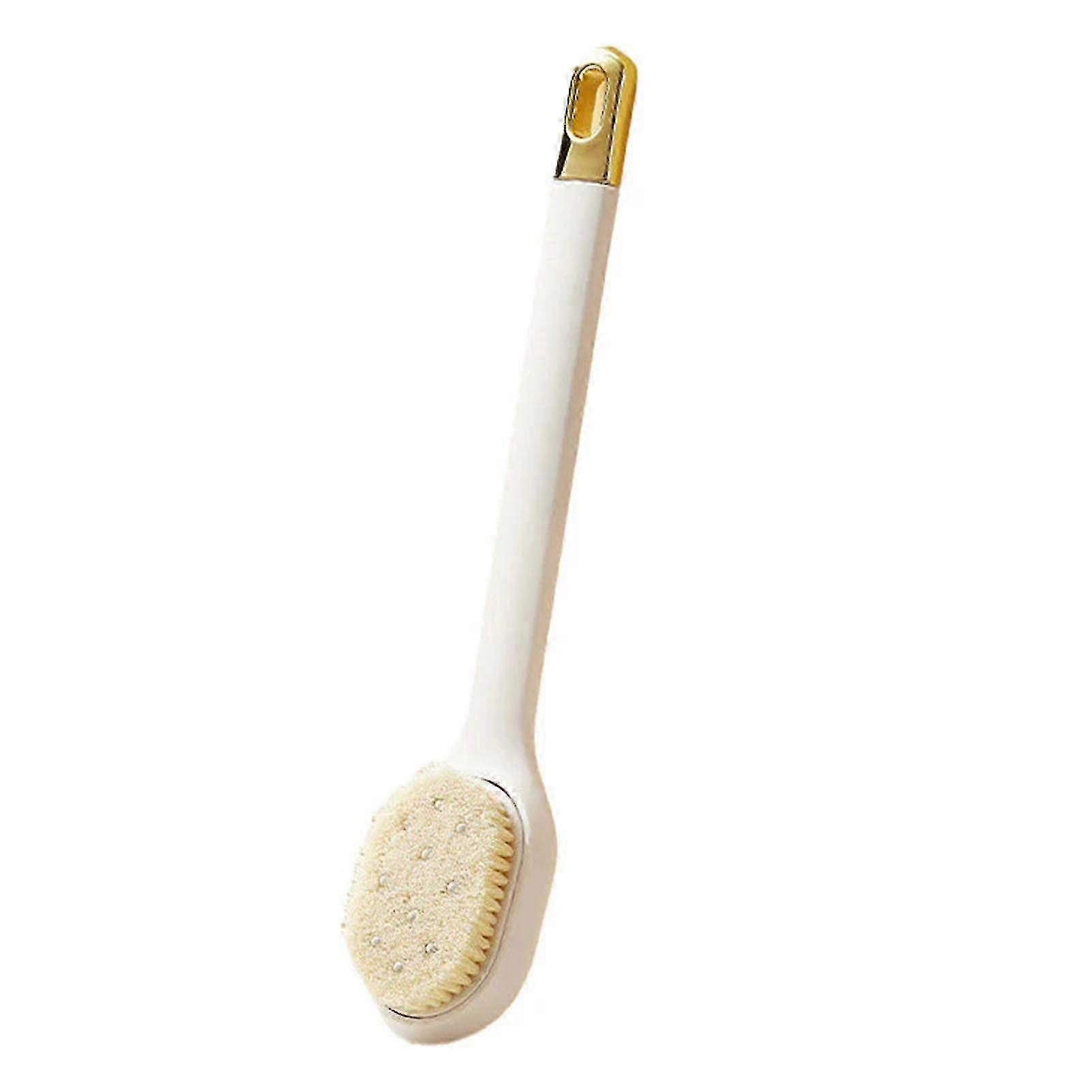 Long Handle Bath Brush with Soft Bristles & Non-Slip Back Scrubber - White