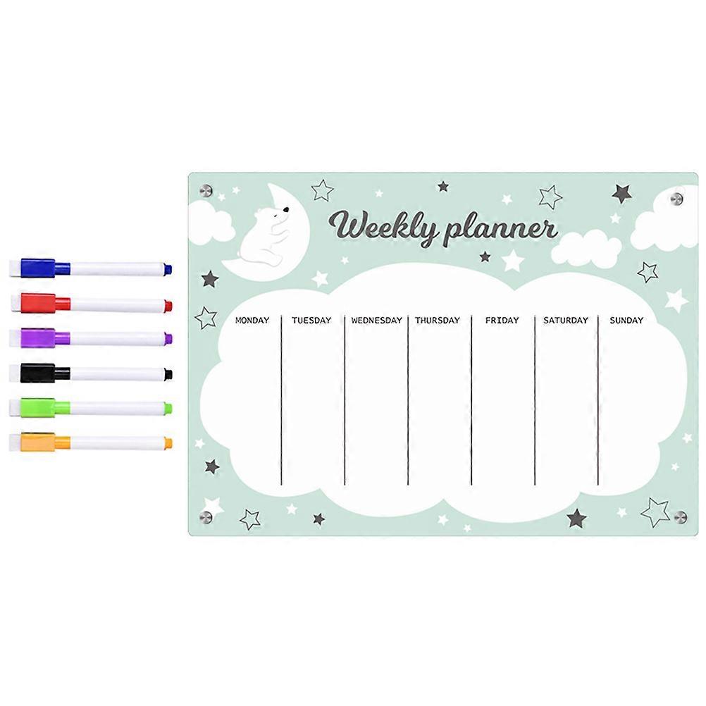 Magnetic Weekly Planner Fridge Schedule Recording Board Home Use Assorted Color 29.7X21CM 1 Set