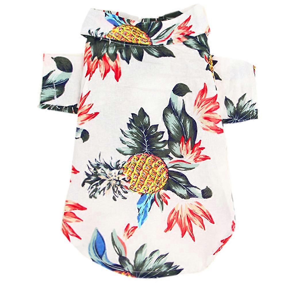 Pet Summer Shirt Adorable Blousse Clothes Breathable Hawaiian Style White Size S 1Pack