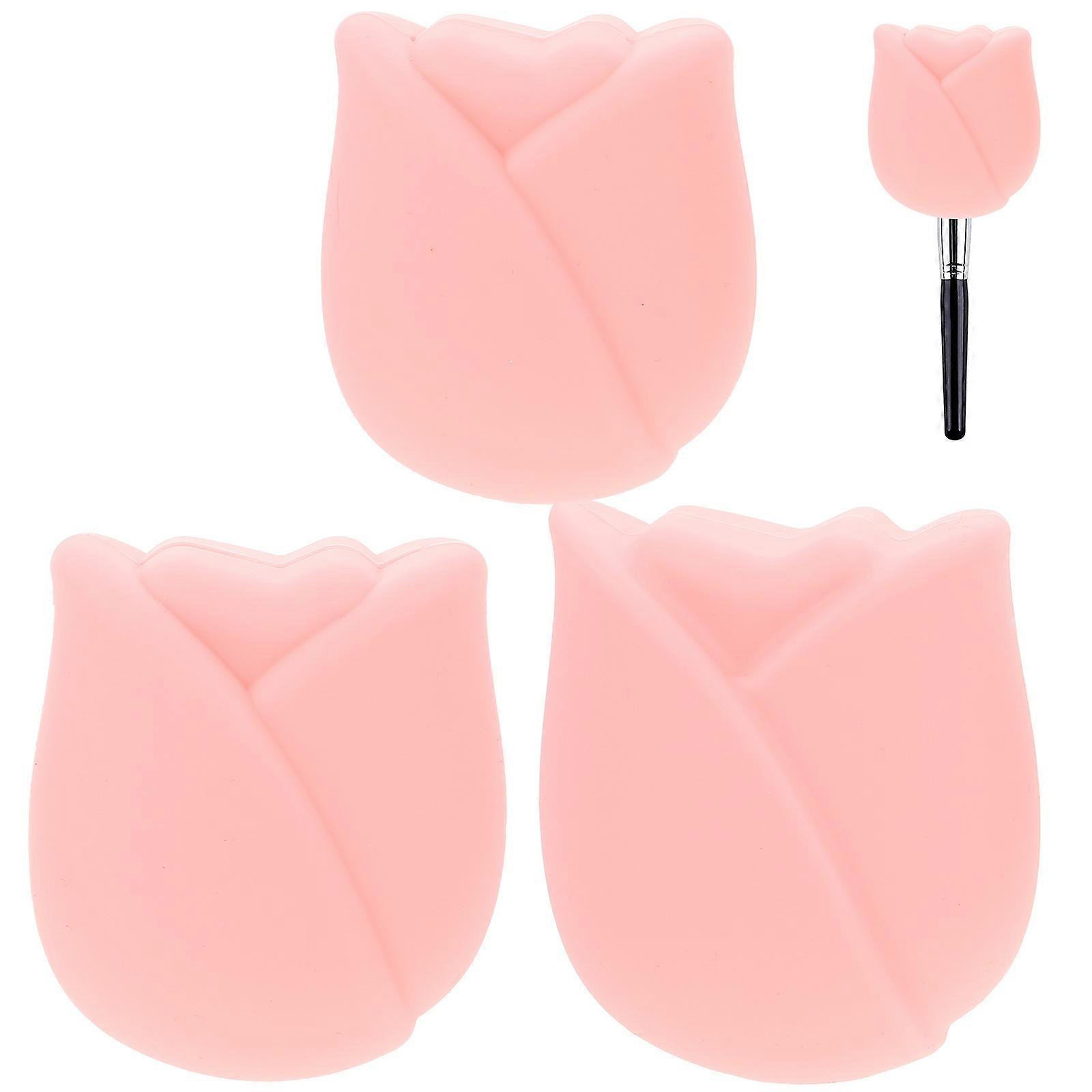 Makeup Brush Protectors 3Pcs Pink Silicone for Versatile Protection Use