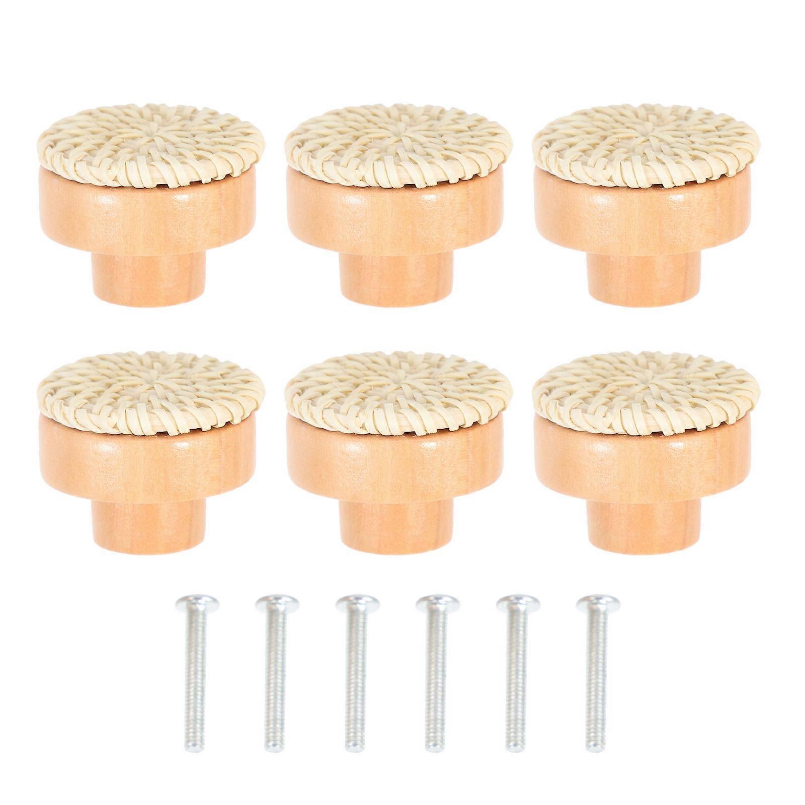 Knobs For Dresser Drawers Bohemian Style Round Wooden Handmade Drawer Decorative Knobs DIY Enthusiasts 6 Sets