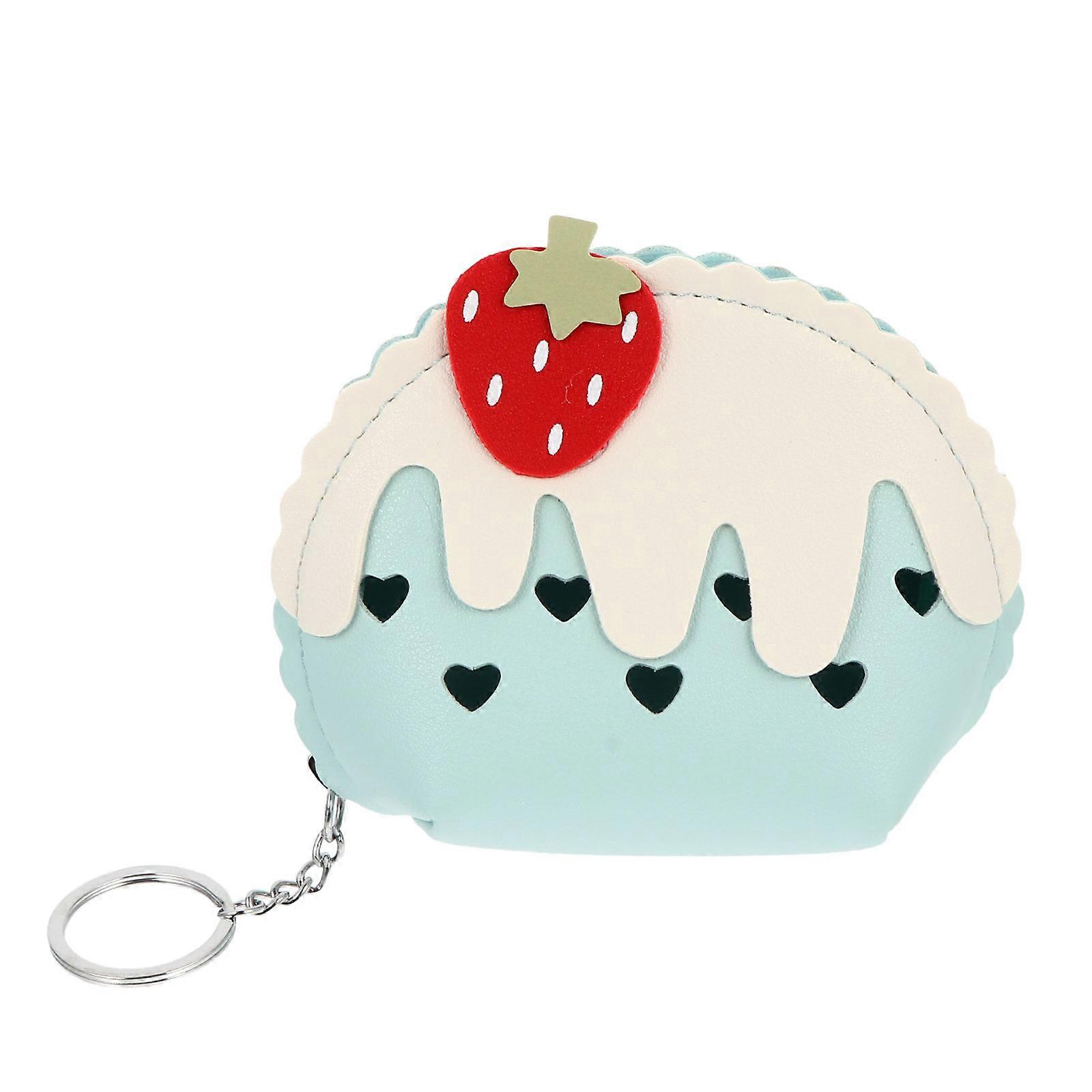 Strawberry Keychain For Purse Card Holder Rectangular Daily Use Metal 1Set