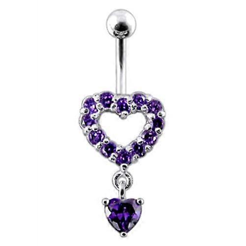 Multi Jewelled Heart Shape Dangling Belly Ring