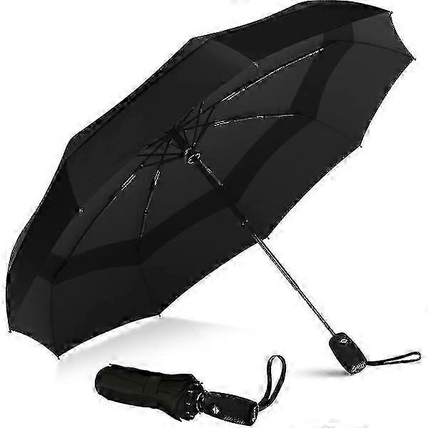 Windproof Travel Umbrella - Compact, Light, Auto Open, Strong Wind Resistant