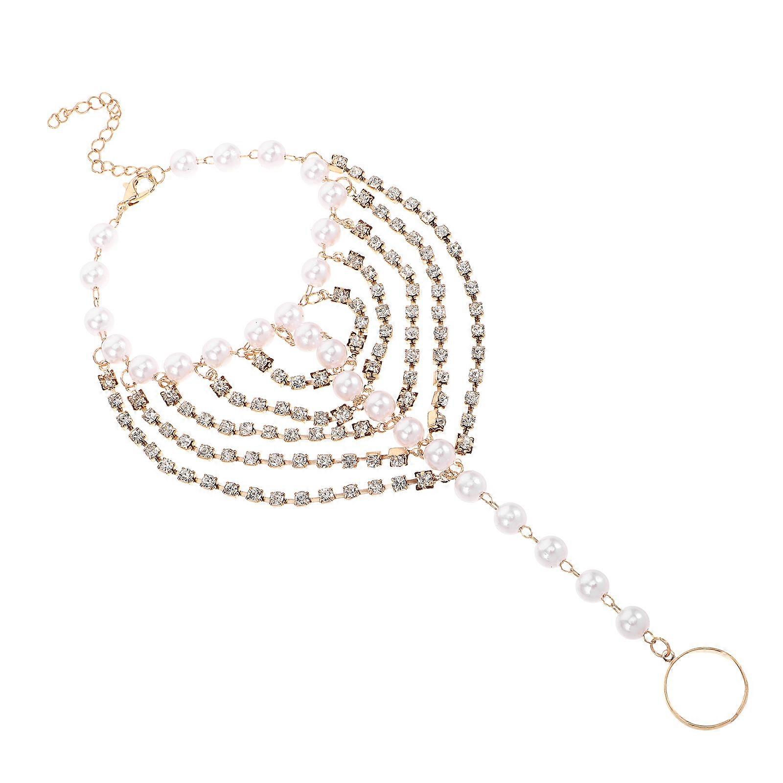 Here's a polished and engaging product description you can use for your **Rhinestone Pearl Dangle Anklet**:
✨ **Elegant Rhinestone & Pearl Dangle