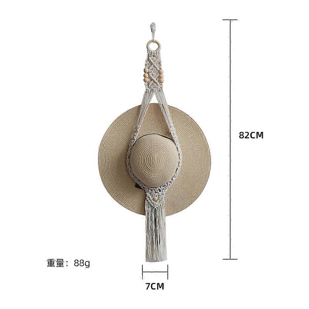 Hand-woven cotton rope tapestry wall hat stand