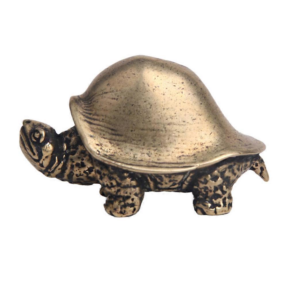Brass Craft Decor Tortoise Figurine Desktop Decor Golden 4.2x2.6cm Realistic Design 1Set