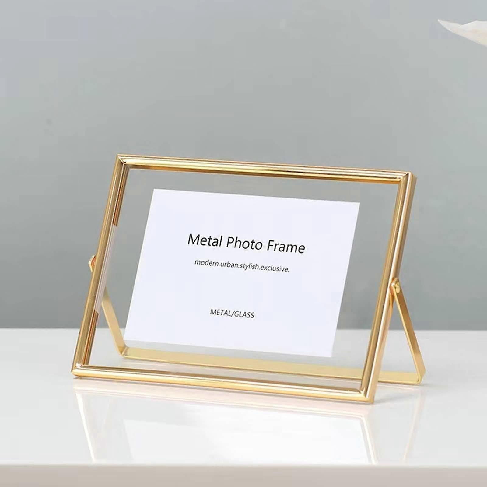 18 x 18 cm Metal Square Photo Frame / Picture Frame for Standing, Gold for Horizontal Display GoldHorizontal 18.01 x 18.01 cm