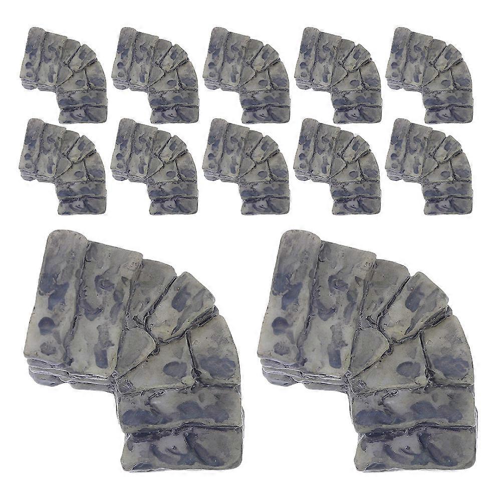 Garden Walkway Path Miniature Stone Steps Resin Material Grey 3.20X3.10X1.50CM For Indoor Display 12Pcs