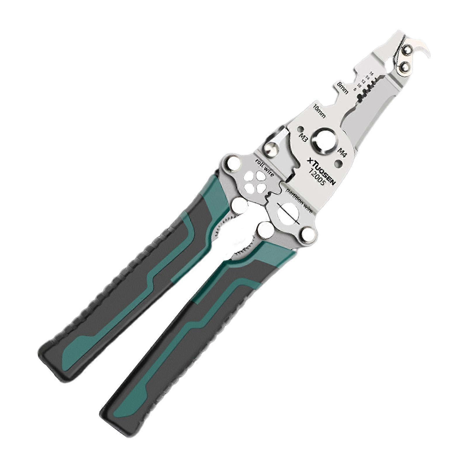 Electric Wire Crimping Tool, Multi-Function Cable Cutter and Stripper, Heavy-Duty Pliers for Circuit Installation and Home Maintenance