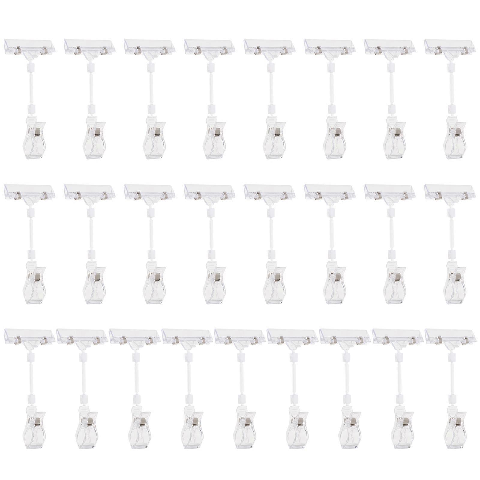 Rotatable Sign Holder Clip Plastic Merchandise Tag Retail Shops Double Display Transparent 16X8X2.4CM 25Pcs