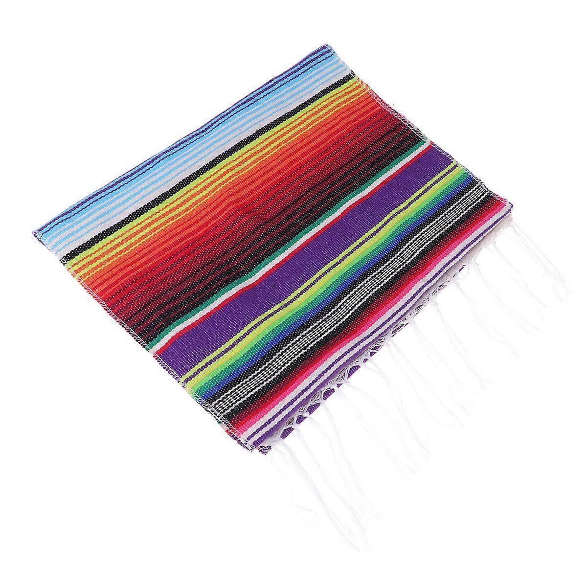 Outdoor Table Runner Cotton Tablecloth Picnic Mat Washable Rectangular Rainbow 213*35cm 1Pcs
