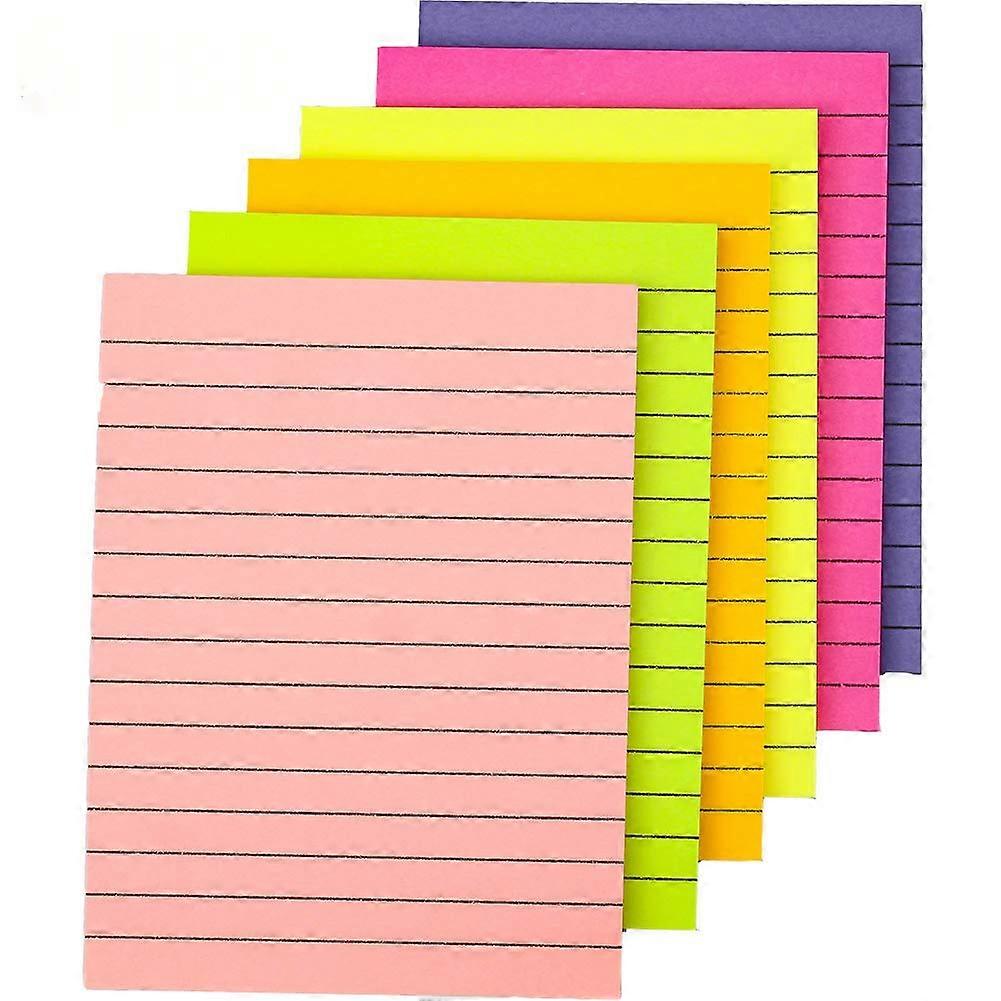 ZENGO 6-Pack Sticky Notes Post it Colorful Lined Post Memos Removable Self Sticky Notes Pad for Office,Home,School