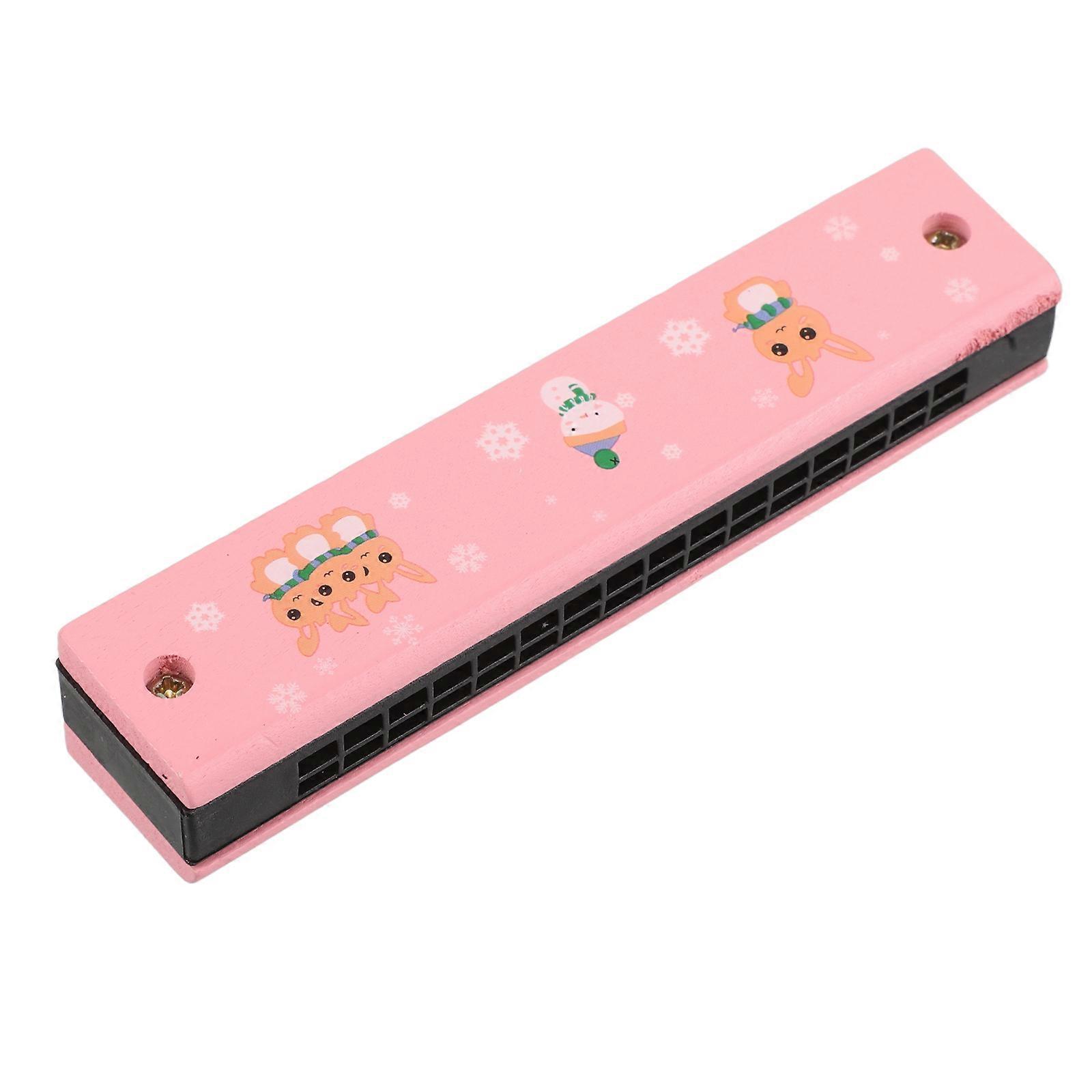 Harmonica Music Wooden Harmonica For Beginners Kids Harmonica Pink 13.00X2.80X2.30CM Easy to Learn 1Pcs