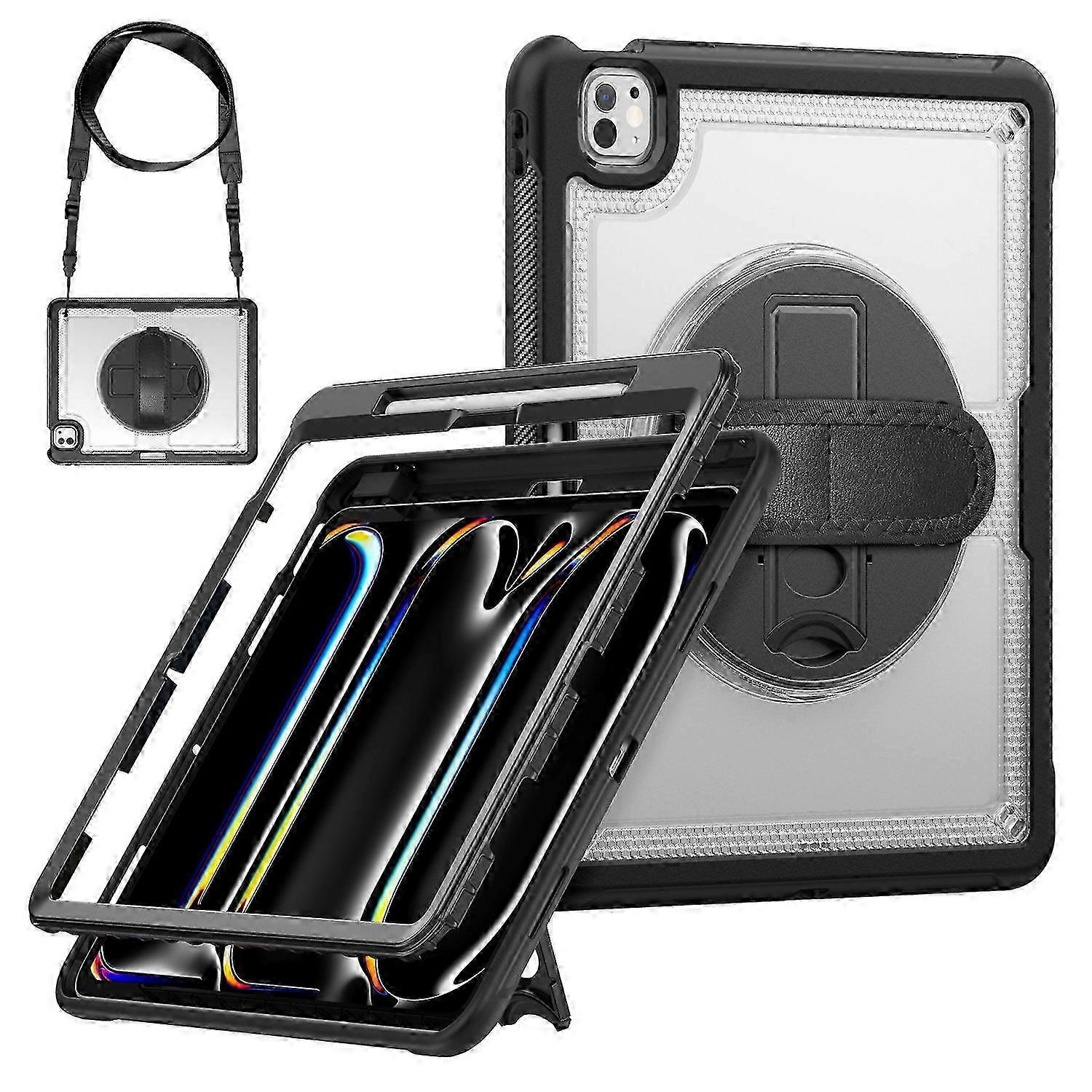 Case Kickstand PC + TPE Tablet Cover with Hand Strap and Shoulder Strap for Compatible Tablet