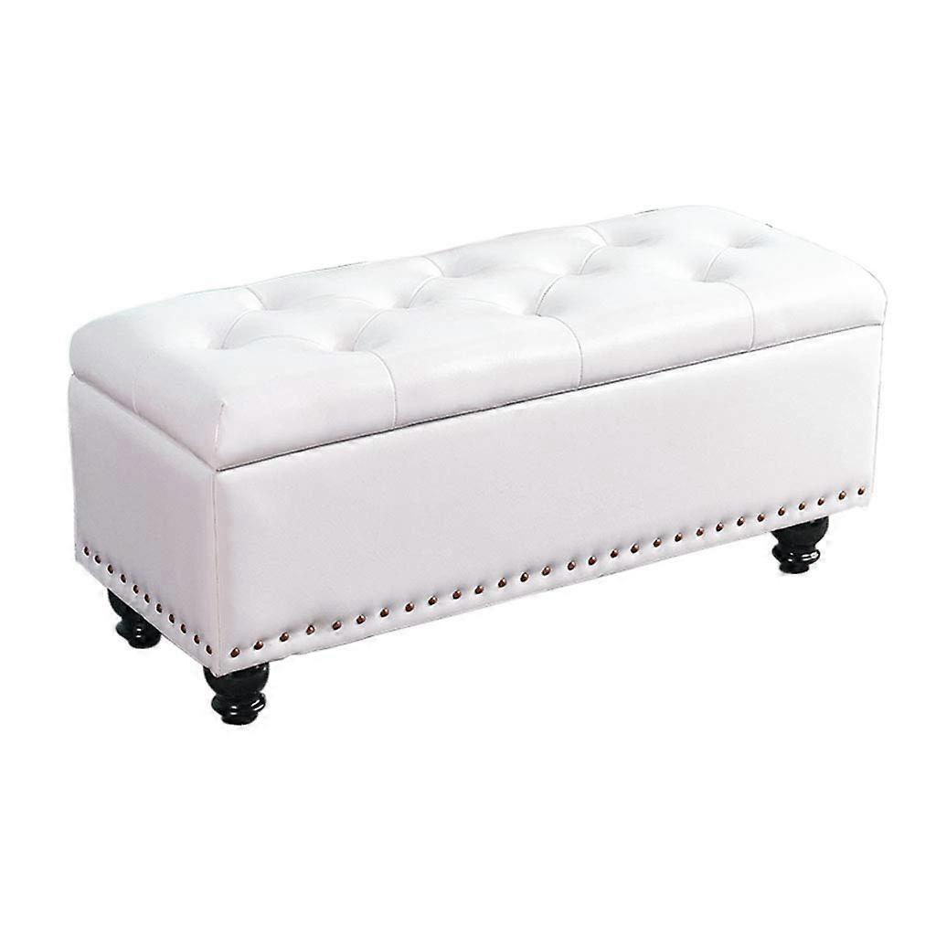 Shoe and Clothes Storage Bench L-100 White Rectangle Multi-Function Shoe and Clothing Organizer Seat for Entryway