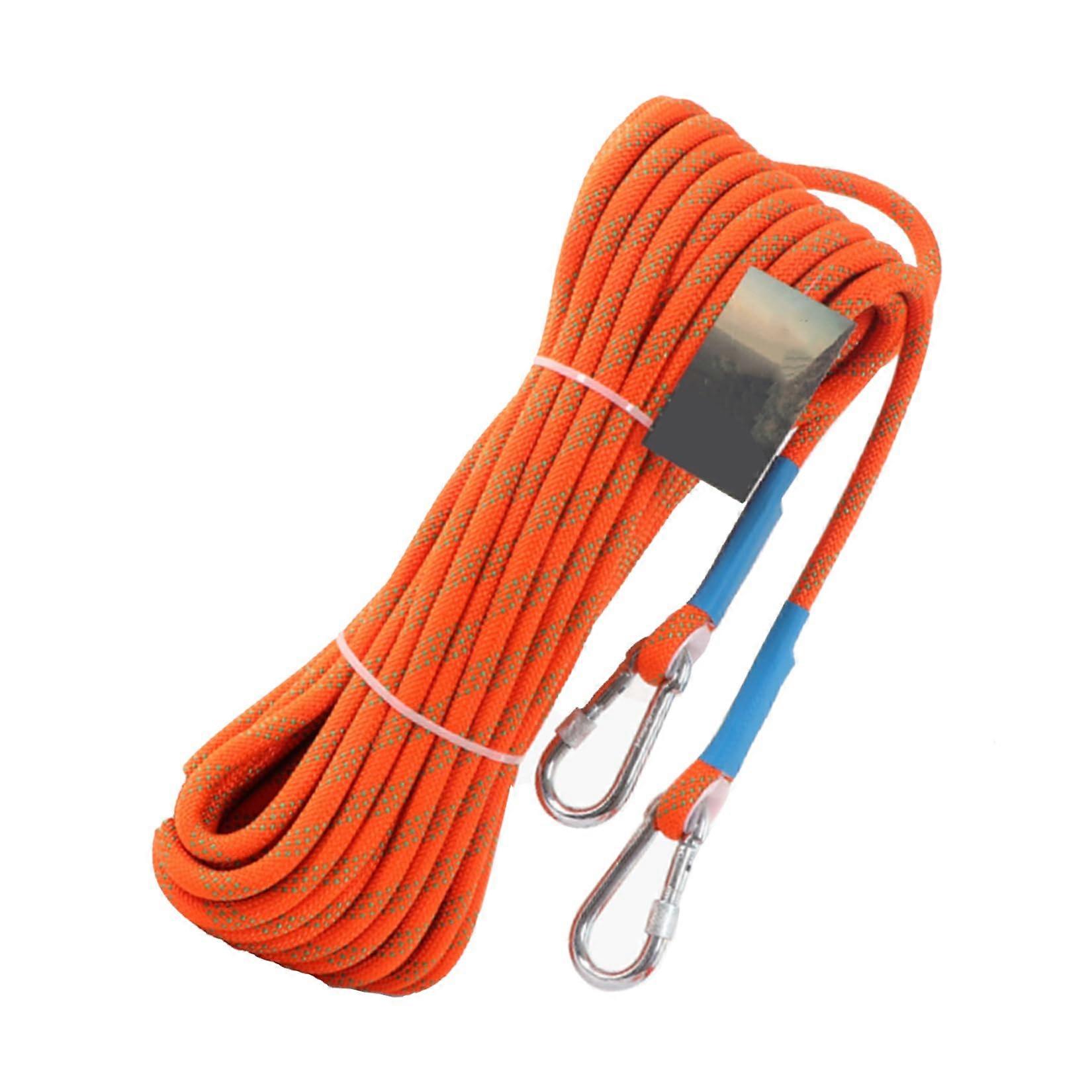 12mm Braided Outdoor Rope, with Double Hooks and WearResistant, Orange (Size: 30M)