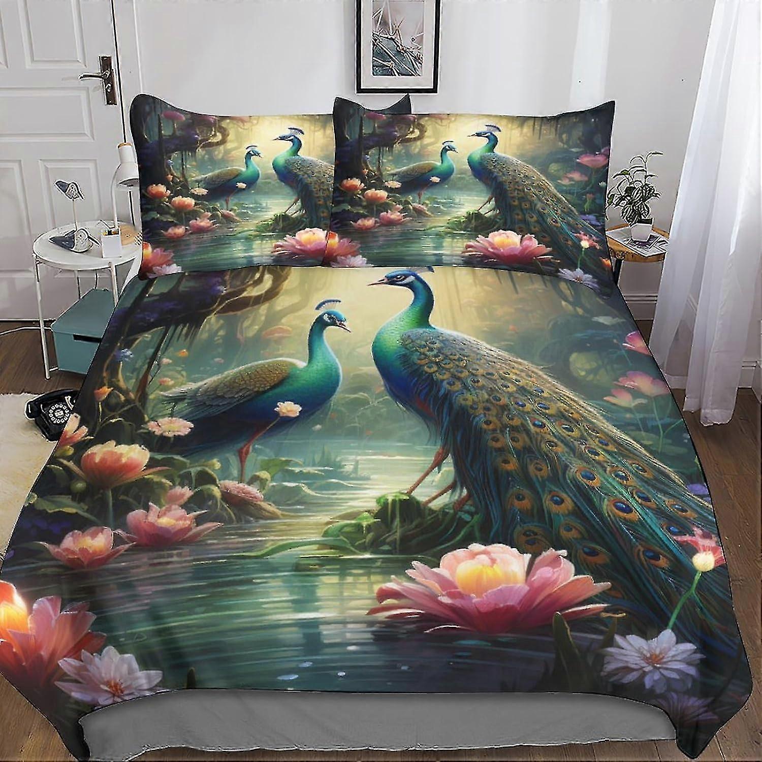 Cozy Comforter Cover Set with Hidden Zipper Closure - Microfiber Animal Bedding Set with 3D Print and Pillowcases - Great for Kids