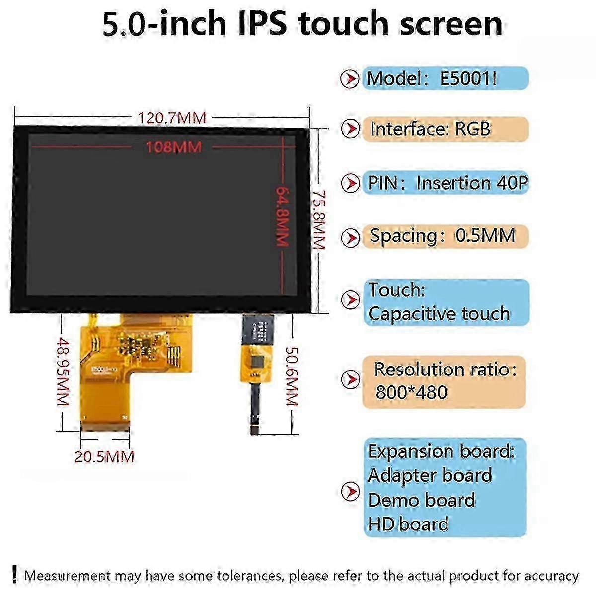 5-Inch Compatible Display Screen TN Module with RGB Interface 40PIN Universal TYPE-C Power Mini-Compatible