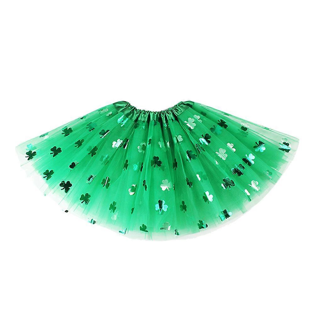 Dancing Tutu Skirt Shamrock Clover St Patrick's Day Skirt for Ballerina Women Green 40cm Elastic Waist Band 1Pc