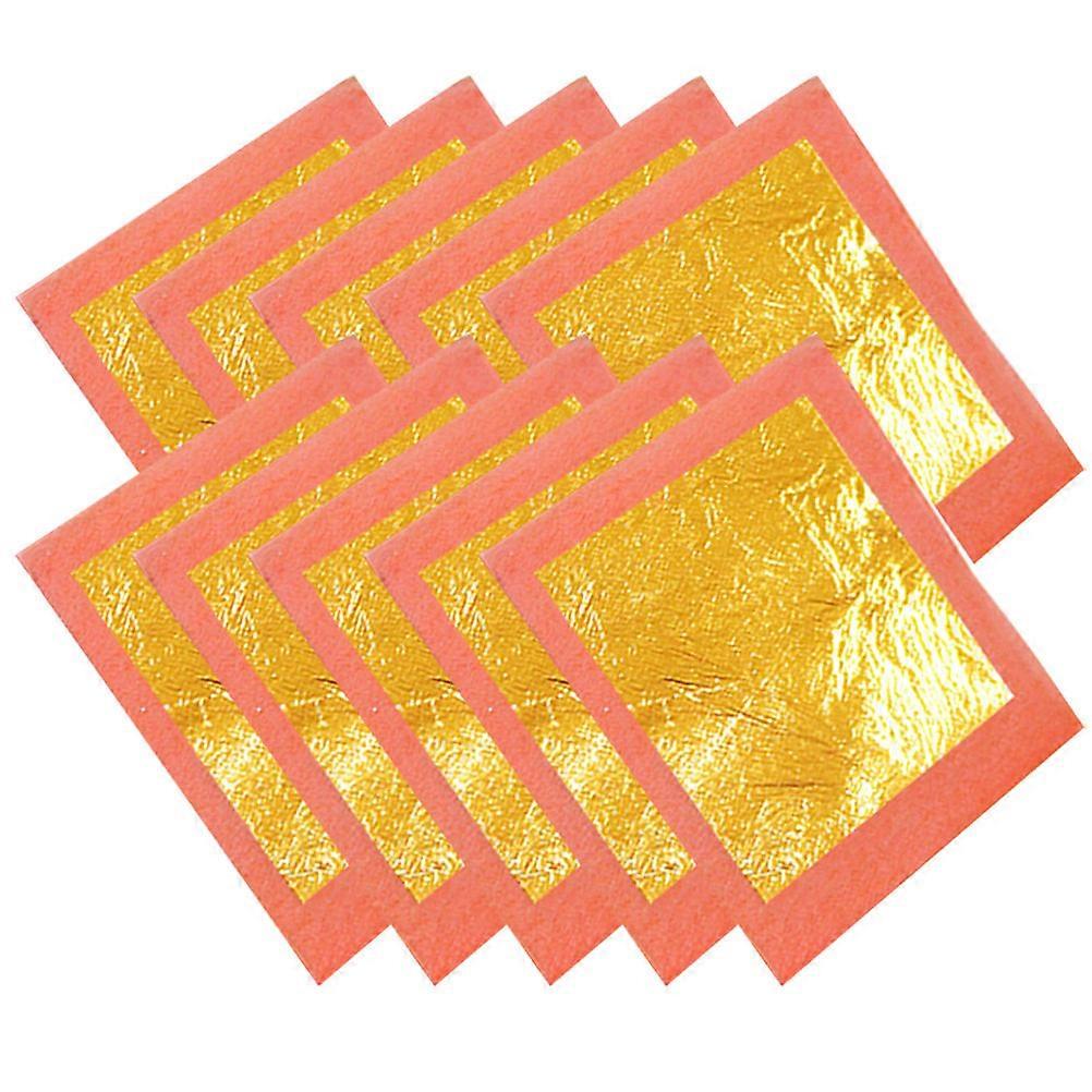Craft Gold Foil Sheets Decorative Handcraft Creation Surface Application Golden Square Simple Style 10Pack